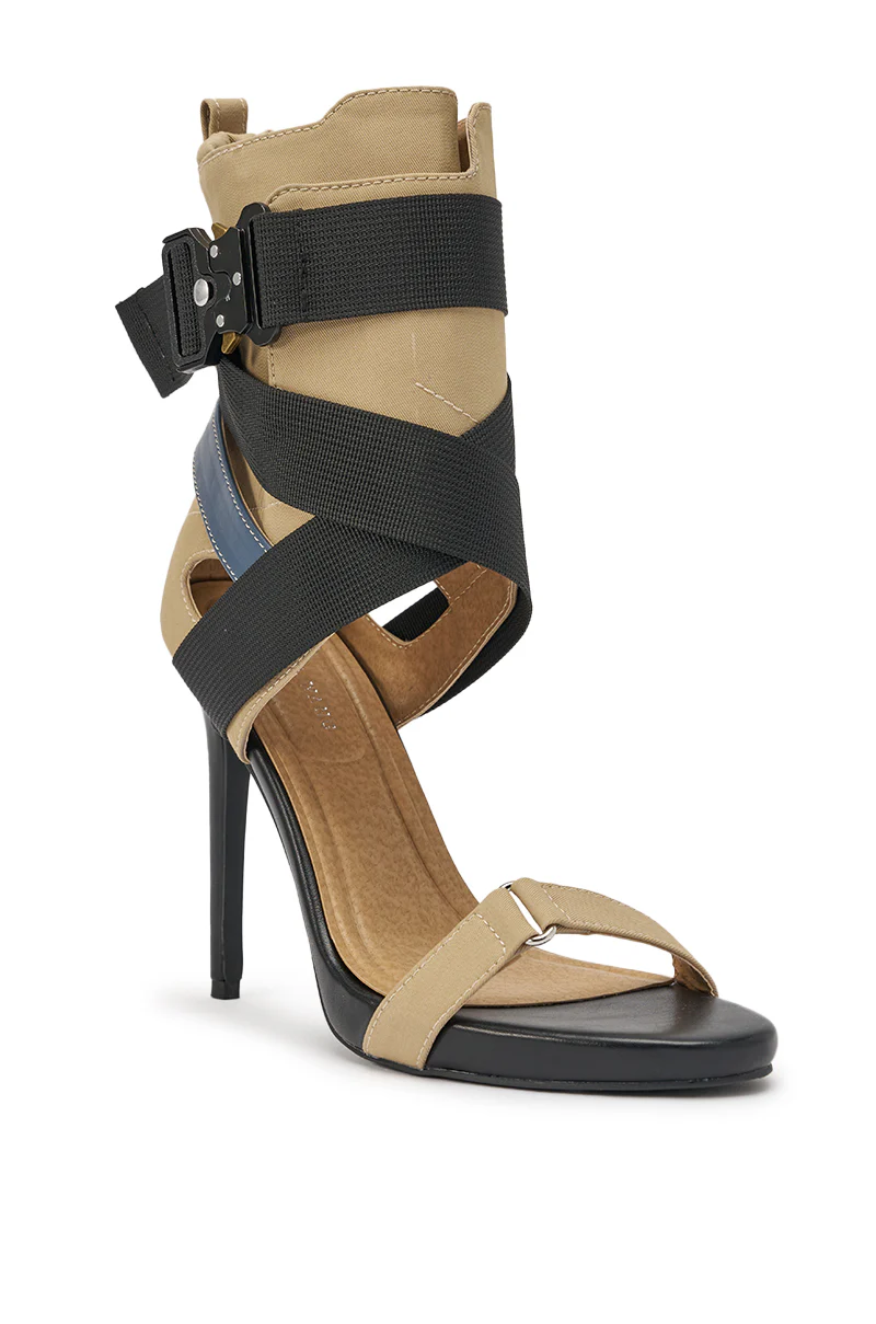 AZALEA WANG KIVA KHAKI STILETTO SPORTY SANDAL - Image 5