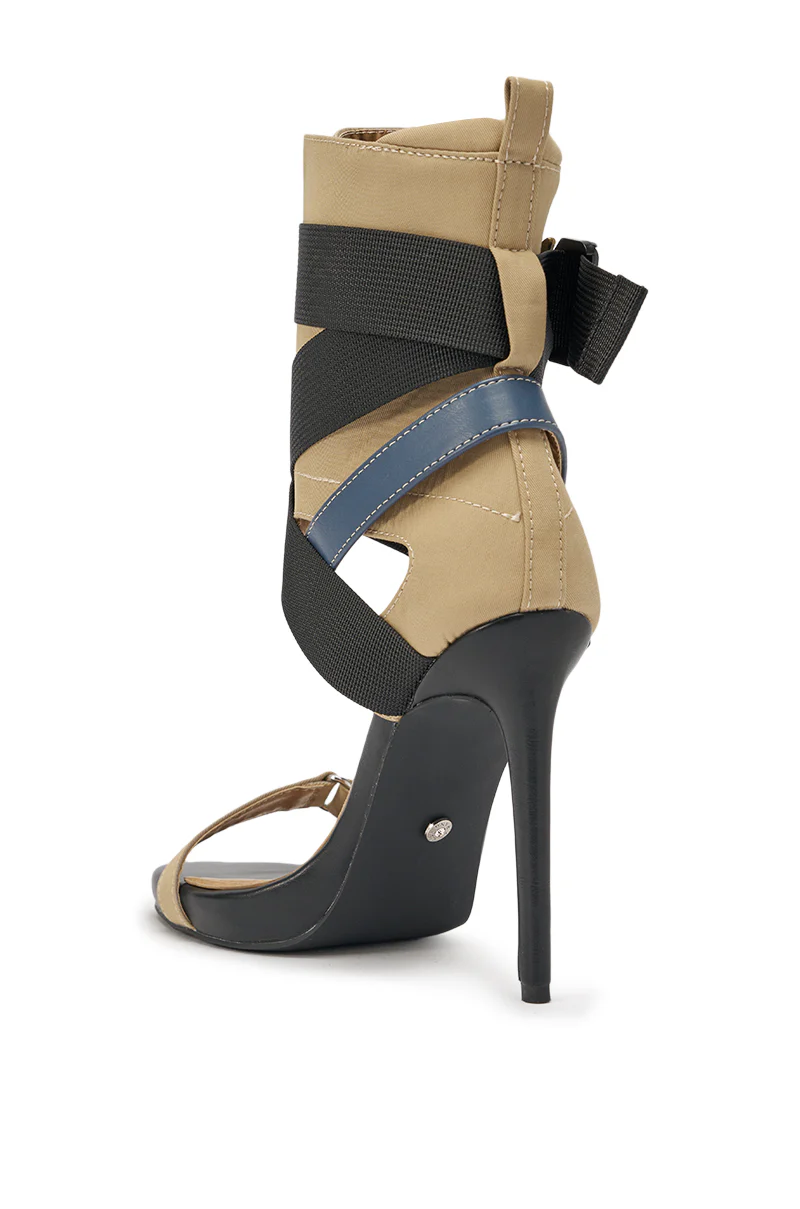 AZALEA WANG KIVA KHAKI STILETTO SPORTY SANDAL - Image 6