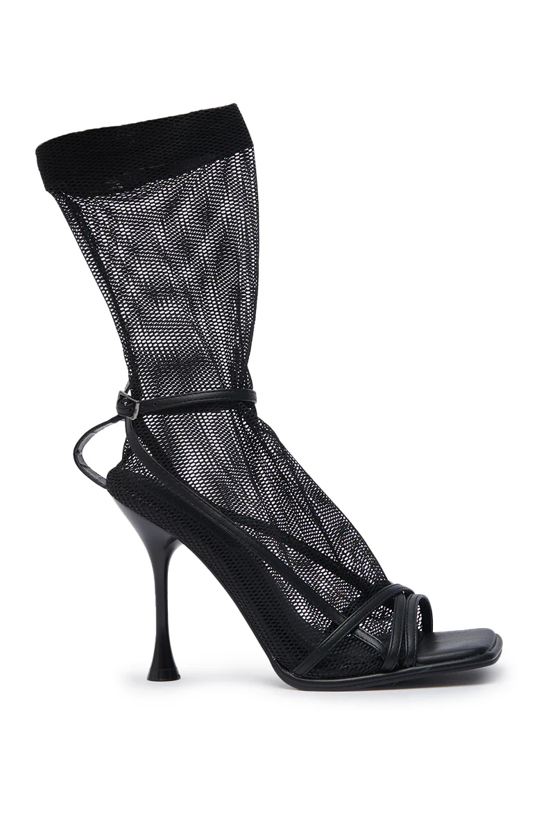 AZALEA WANG KOHINA BLACK MESH SOCK DETAIL SANDAL - Image 6