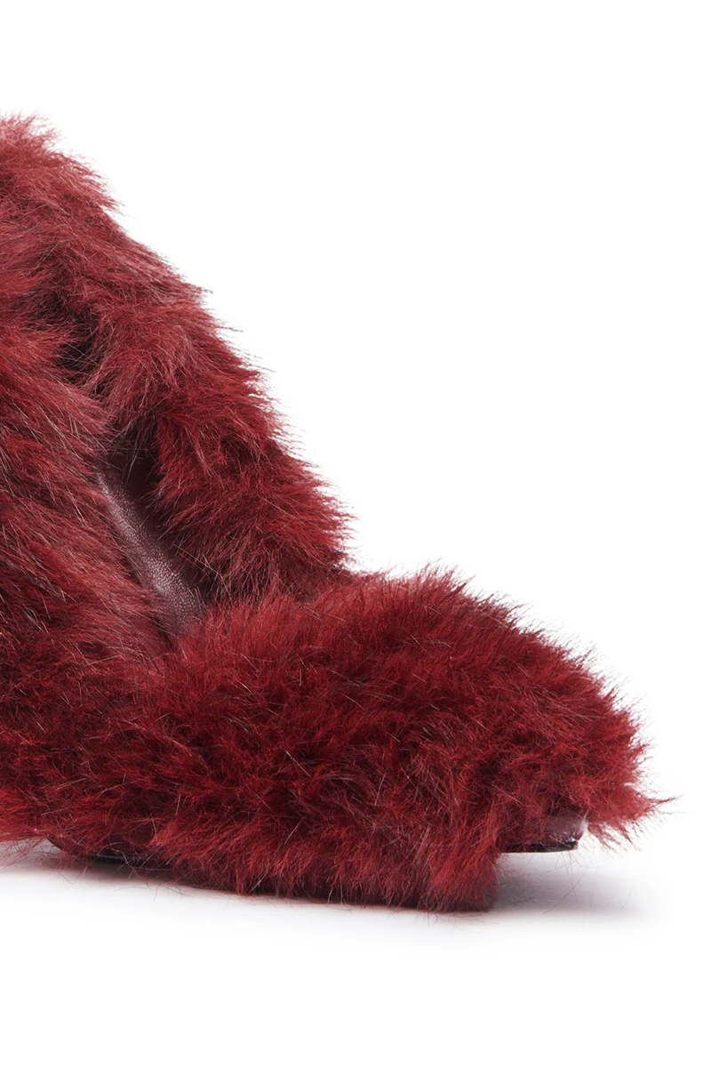 AZALEA WANG KURT BURGUNDY FUR EMBELLISHED PUMP - Image 11