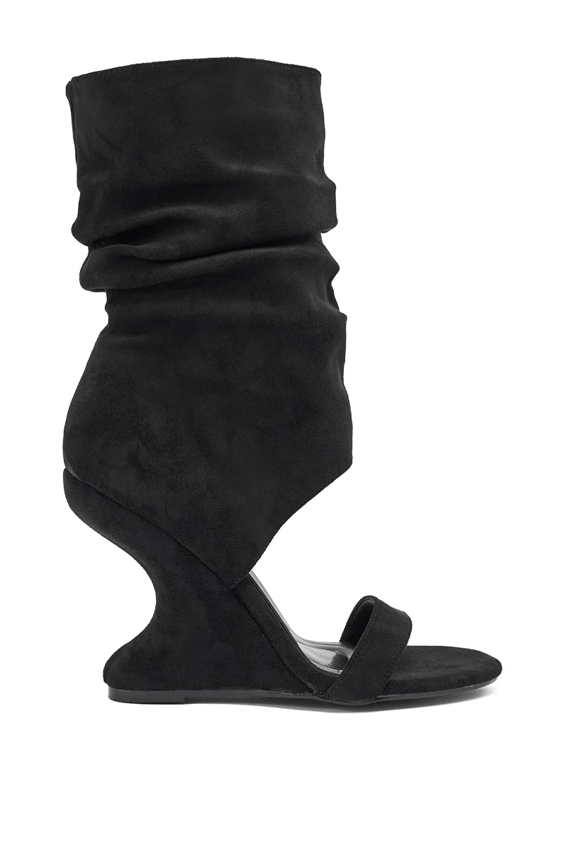 AZALEA WANG KYVELISA BLACK WEDGE OPEN TOE BOOTIE - Image 3