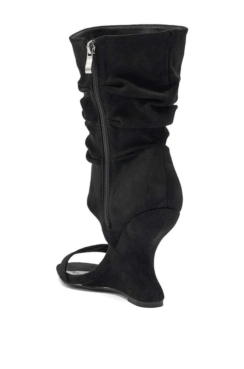 AZALEA WANG KYVELISA BLACK WEDGE OPEN TOE BOOTIE - Image 5