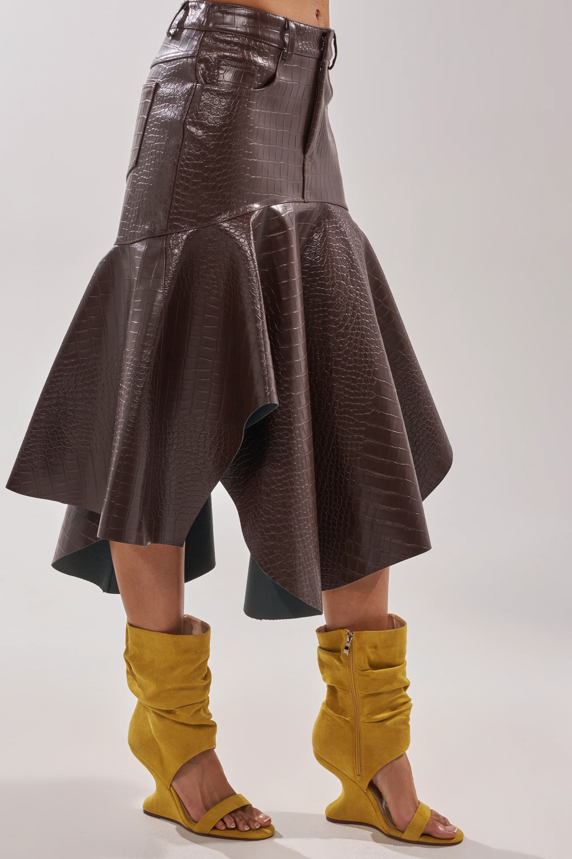 AZALEA WANG KYVELISA MUSTARD WEDGE OPEN TOE BOOTIE - Image 3