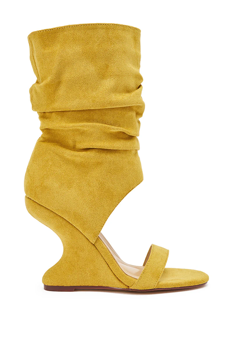 AZALEA WANG KYVELISA MUSTARD WEDGE OPEN TOE BOOTIE - Image 4