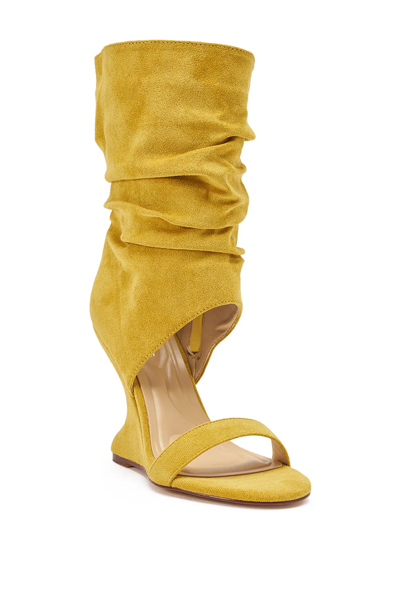 AZALEA WANG KYVELISA MUSTARD WEDGE OPEN TOE BOOTIE - Image 5