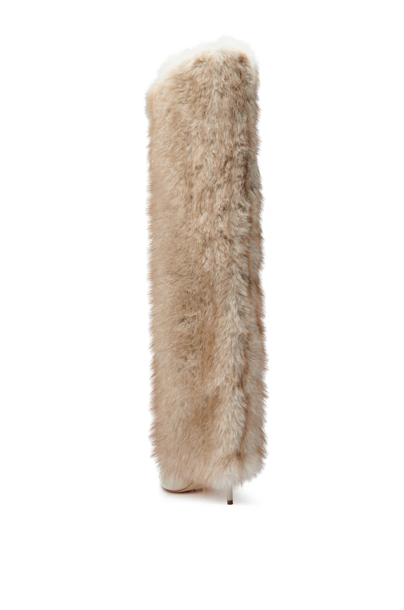 AZALEA WANG LAGANN BONE THIGH HIGH FUR LUXE BOOT - Image 13