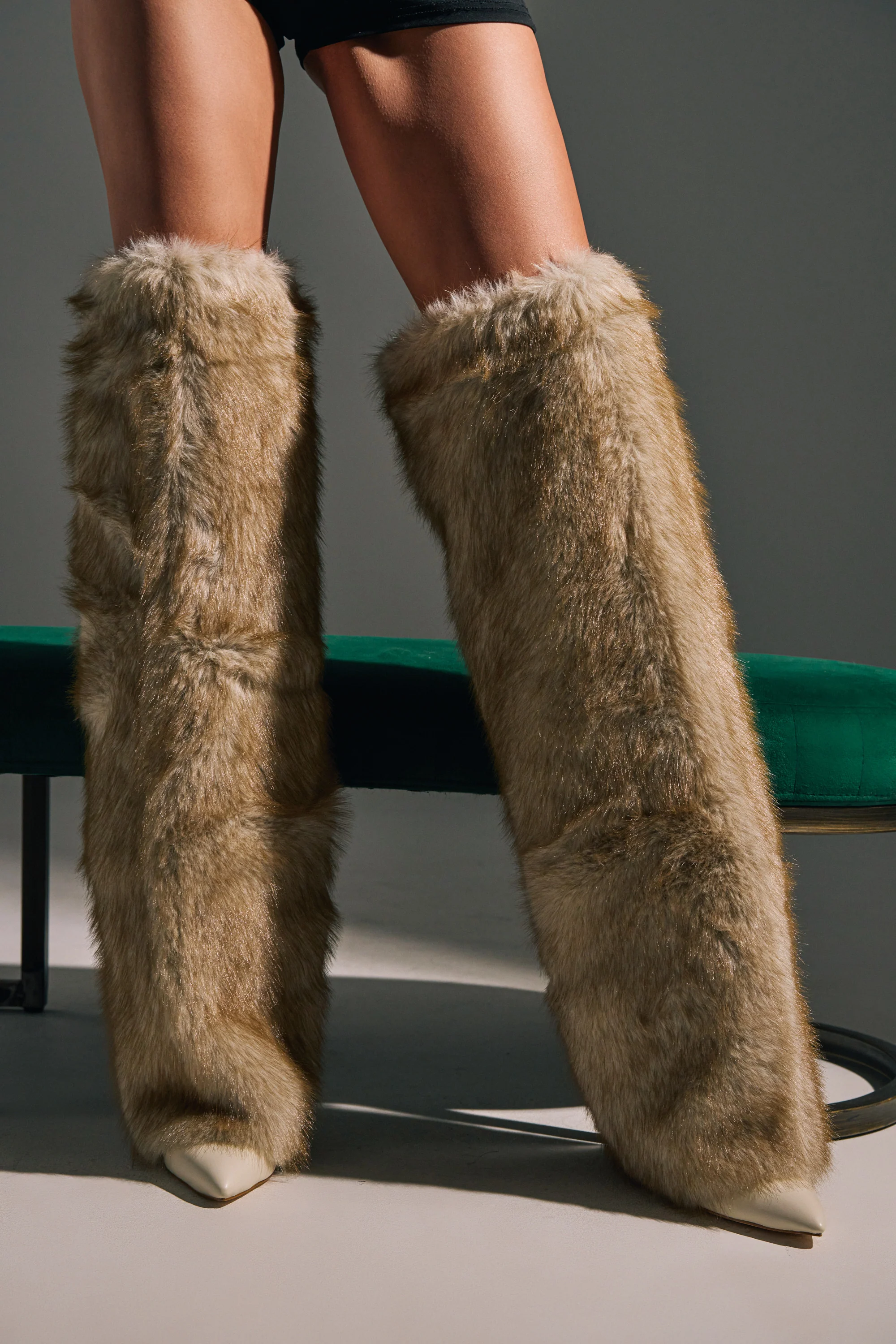 AZALEA WANG LAGANN BONE THIGH HIGH FUR LUXE BOOT - Image 3