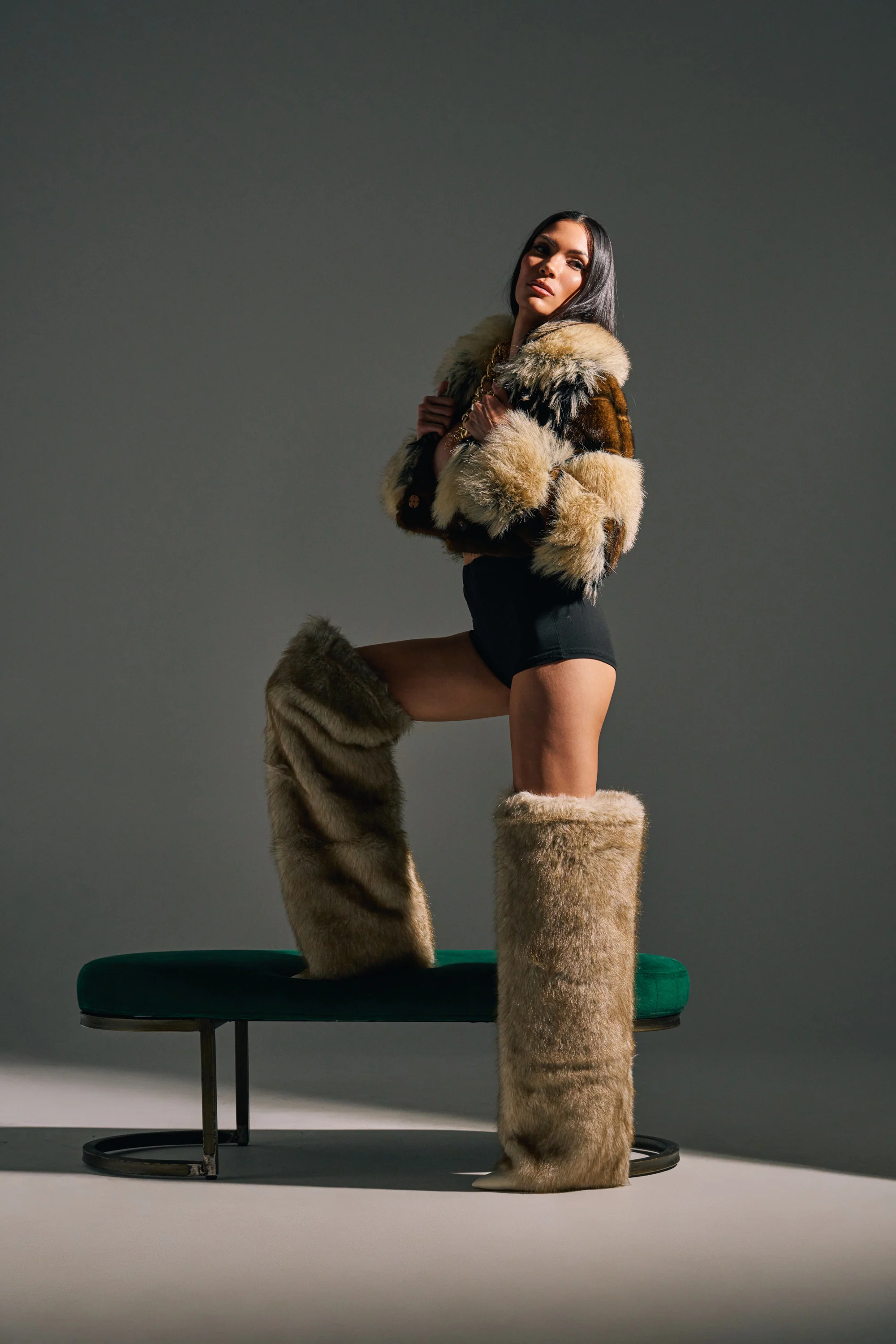 AZALEA WANG LAGANN BONE THIGH HIGH FUR LUXE BOOT - Image 4