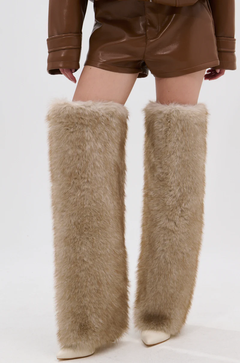 AZALEA WANG LAGANN BONE THIGH HIGH FUR LUXE BOOT - Image 8