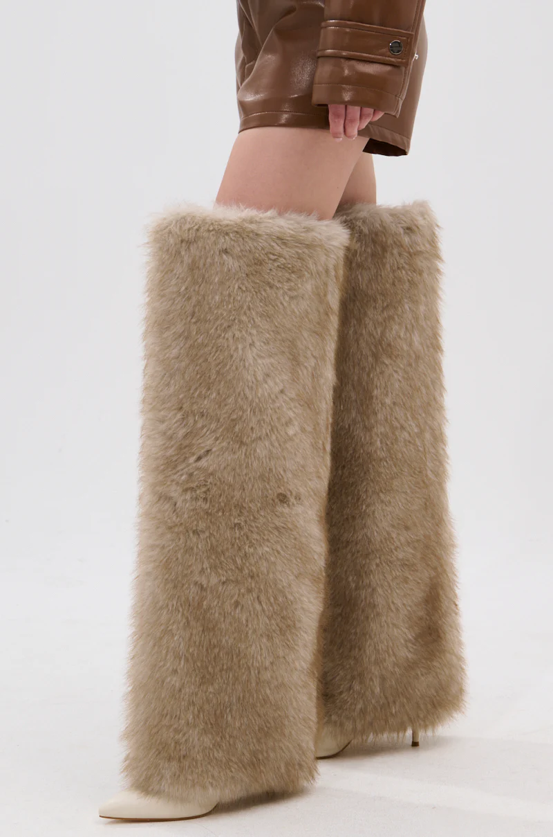 AZALEA WANG LAGANN BONE THIGH HIGH FUR LUXE BOOT - Image 9
