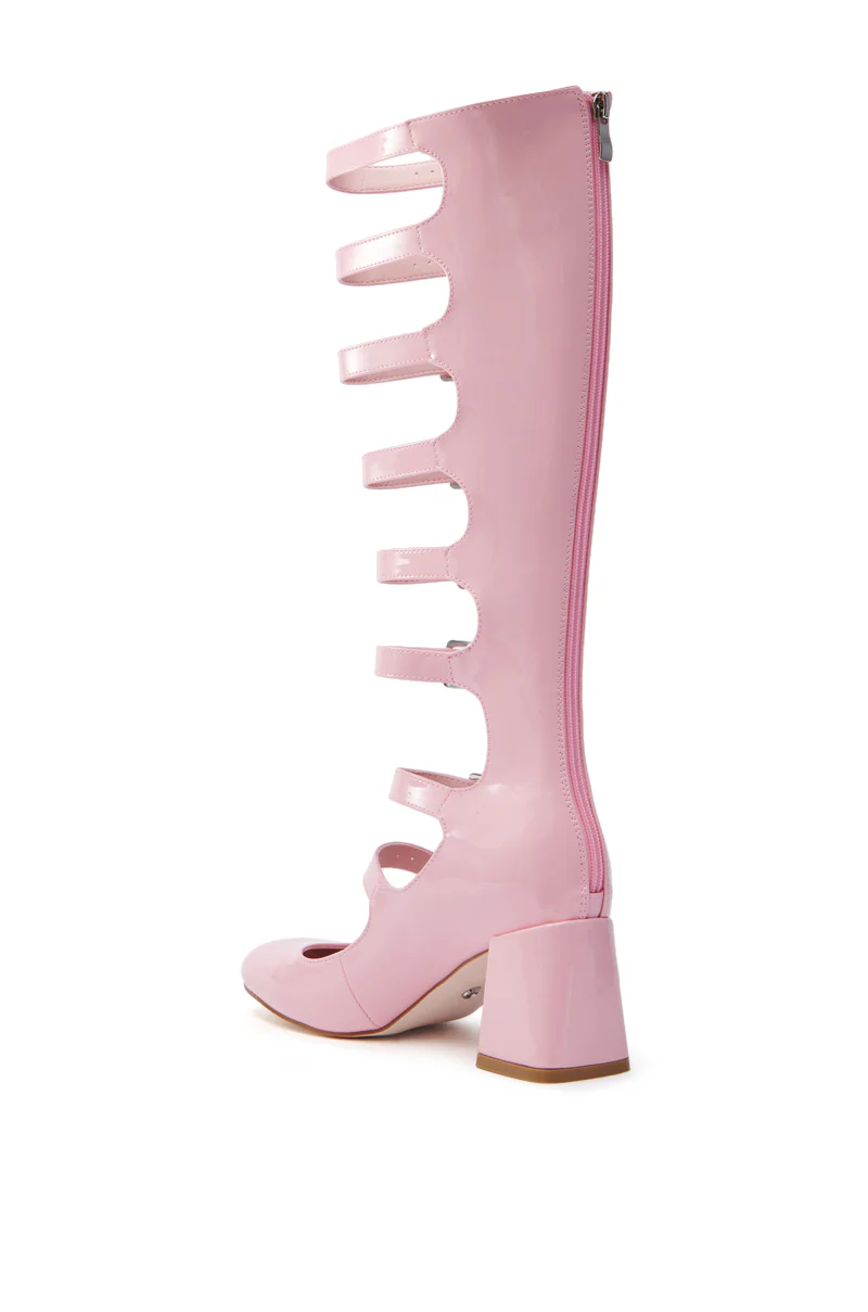 AZALEA WANG LAIMA PINK PATENT CHUNKY BUCKLE BOOT - Image 6