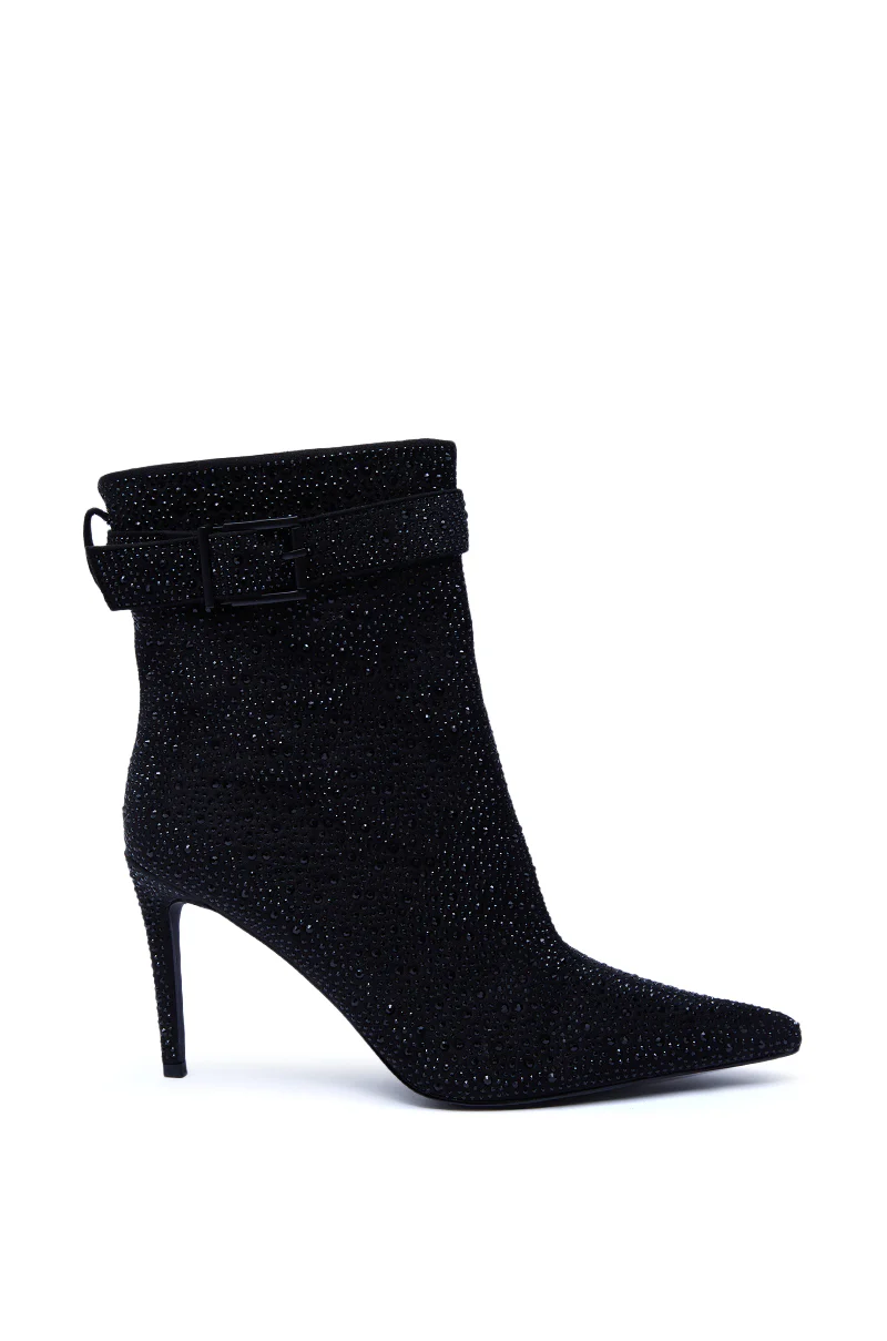 AZALEA WANG LAKSHMI BLACK SPARKLE RHINESTONE STILETTO BOOTIE - Image 4