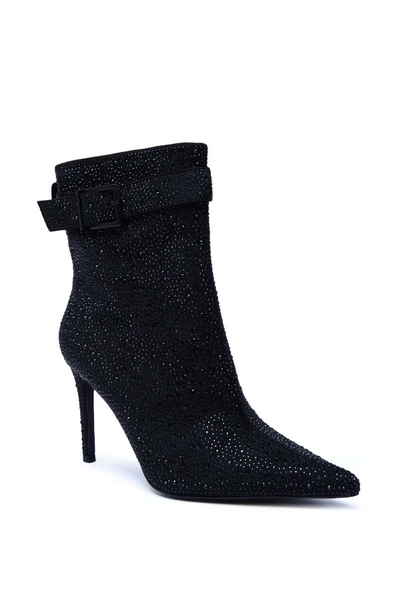AZALEA WANG LAKSHMI BLACK SPARKLE RHINESTONE STILETTO BOOTIE - Image 5