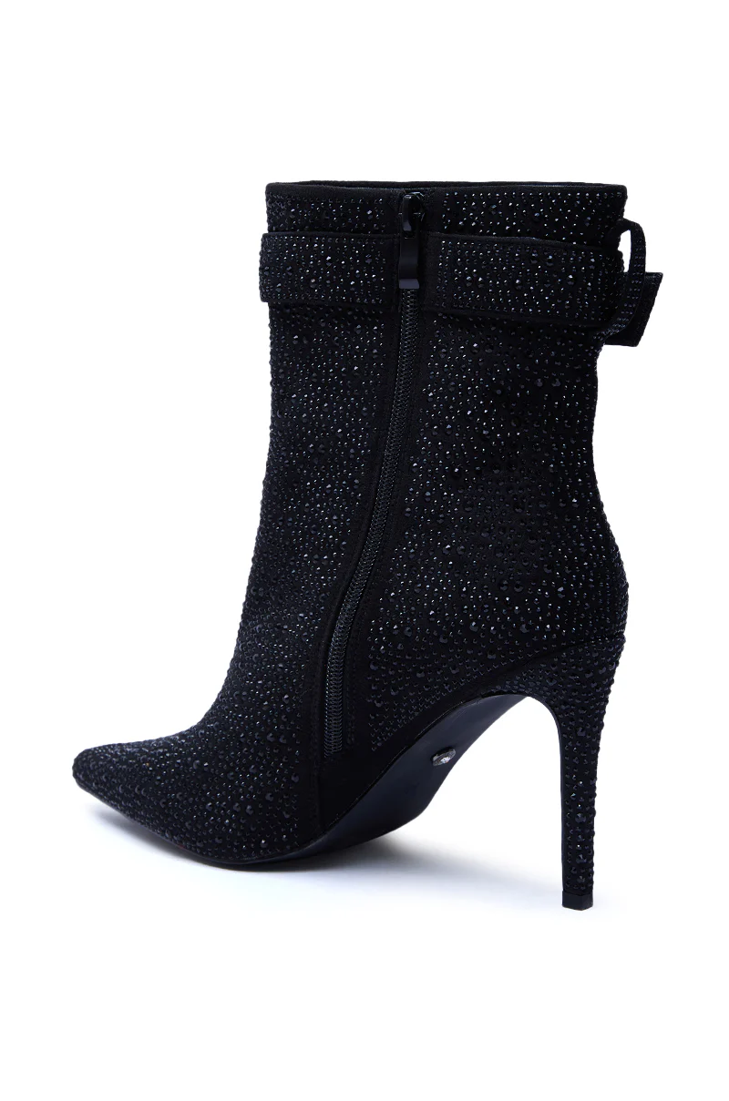 AZALEA WANG LAKSHMI BLACK SPARKLE RHINESTONE STILETTO BOOTIE - Image 6