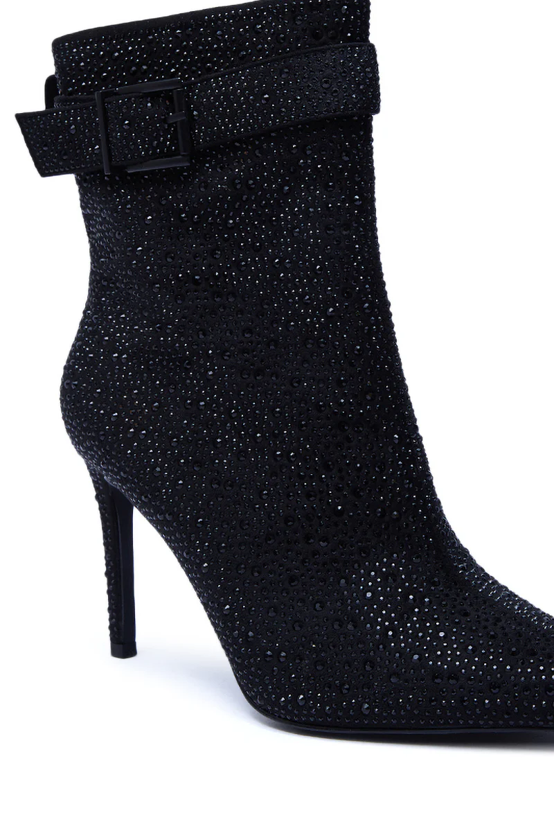 AZALEA WANG LAKSHMI BLACK SPARKLE RHINESTONE STILETTO BOOTIE - Image 7