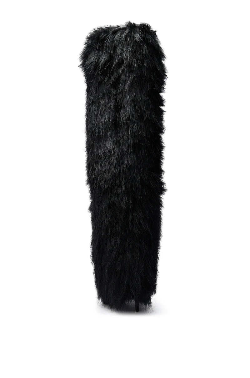 AZALEA WANG LANGLEYE BLACK THIGH HIGH FUR LUXE BOOT - Image 13