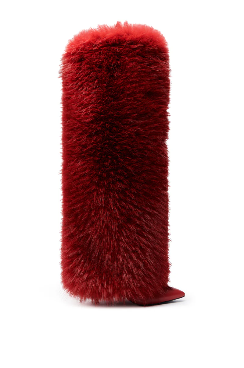 AZALEA WANG LANGLEYE RED THIGH HIGH FUR LUXE BOOT - Image 9