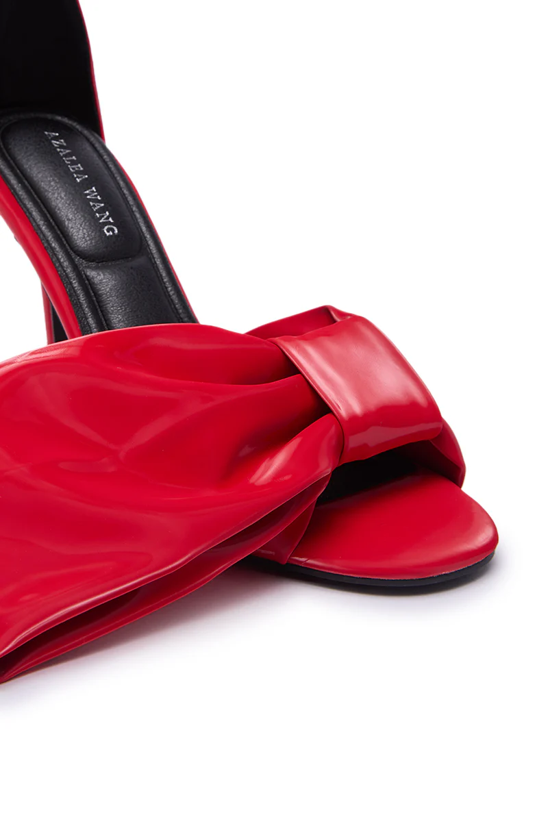 AZALEA WANG LANYIN RED LIQUID LUXE BOW SANDAL - Image 11