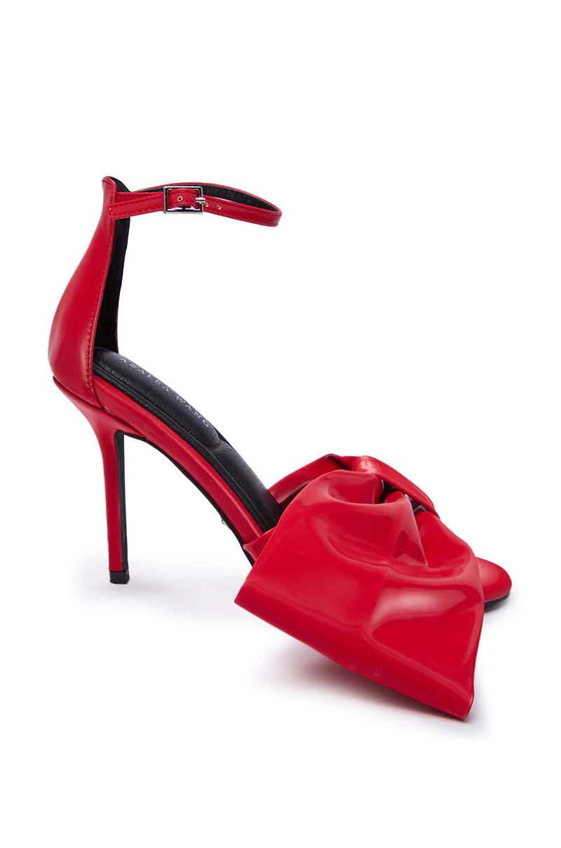 AZALEA WANG LANYIN RED LIQUID LUXE BOW SANDAL - Image 8