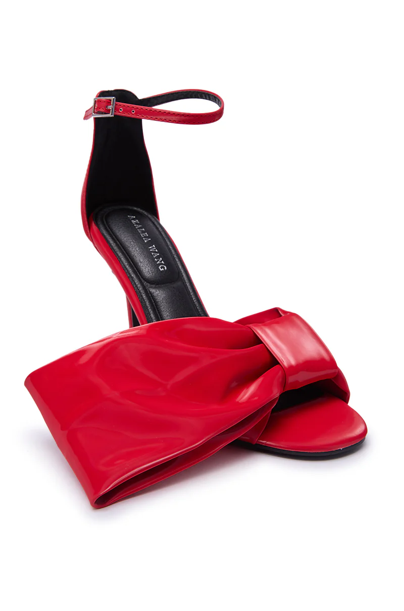 AZALEA WANG LANYIN RED LIQUID LUXE BOW SANDAL - Image 9