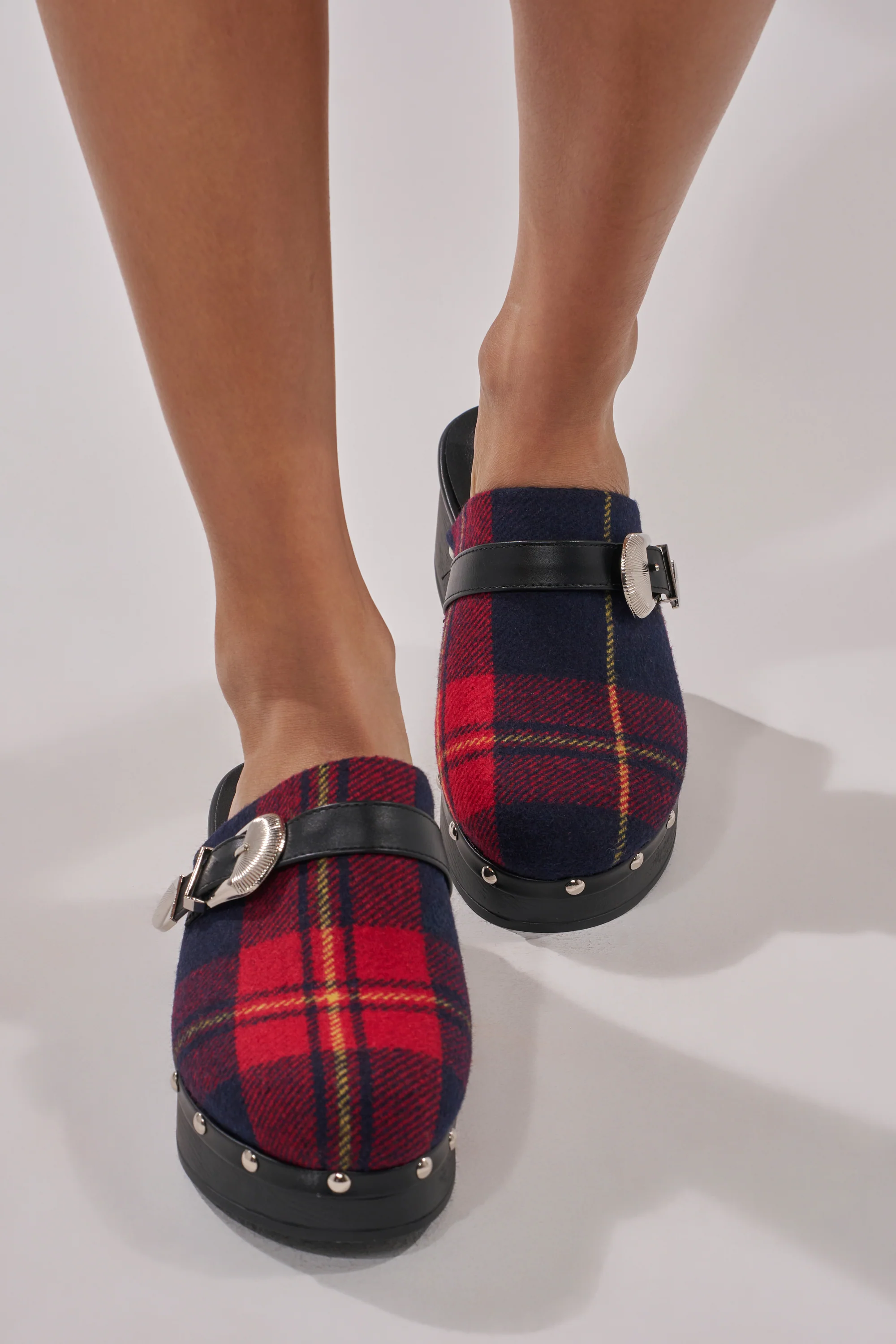 AZALEA WANG LATIFAH RED PLAID HARDWARE FLAT MULE - Image 3