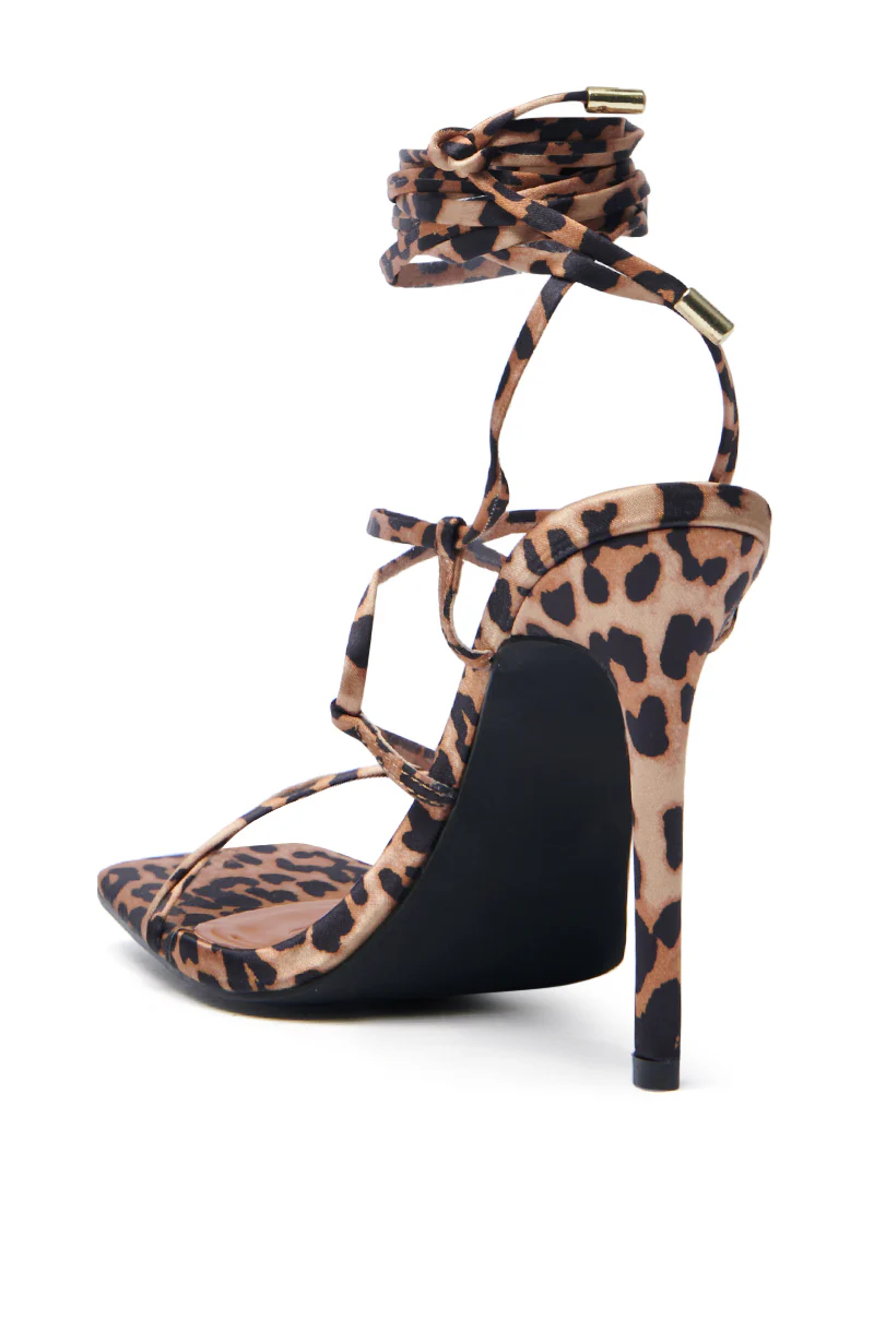 AZALEA WANG LAURA LEOPARD SATIN STILETTO SANDAL - Image 5