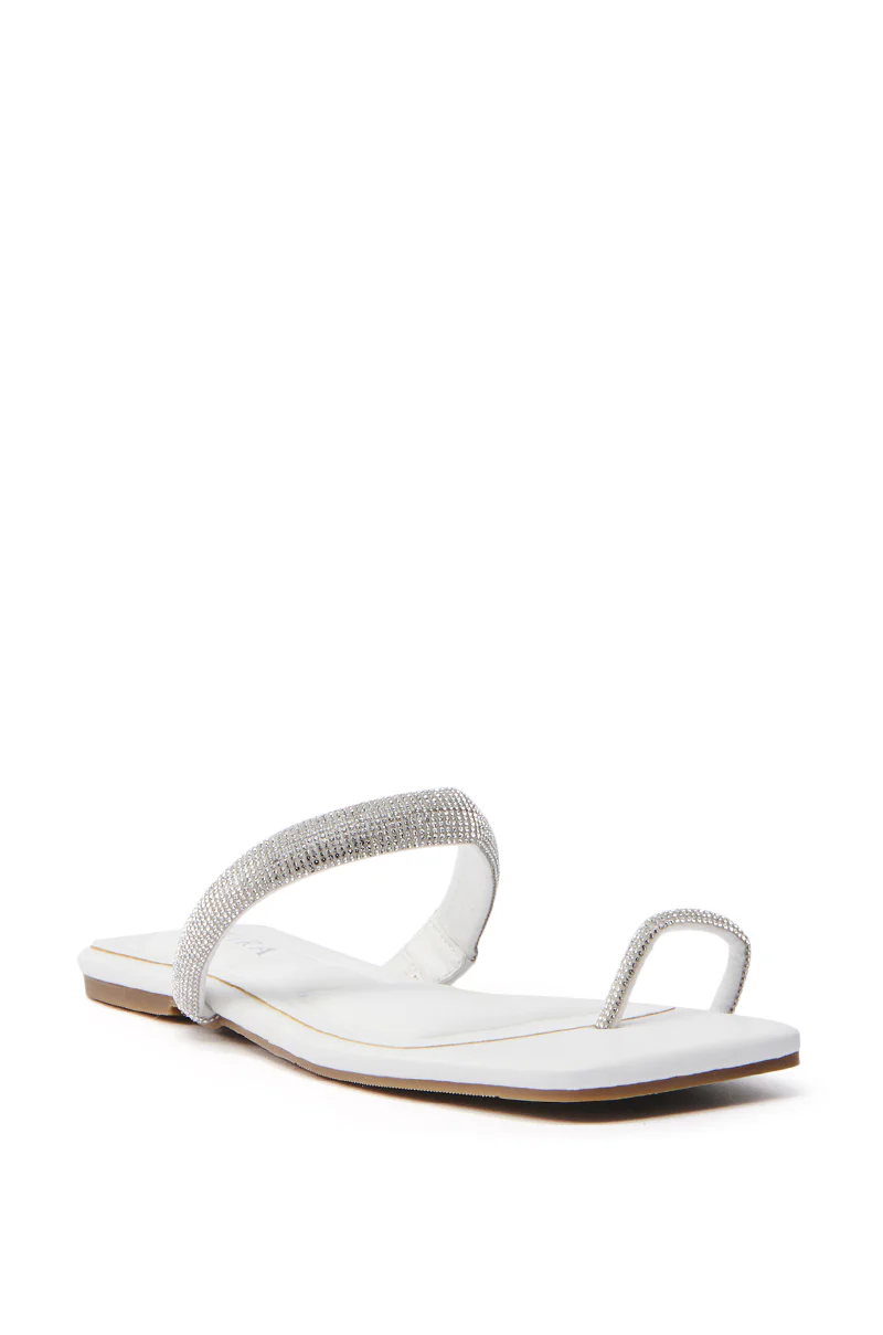 AKIRA LAVEDA WHITE EMBELLISHED FLAT SANDAL - Image 5