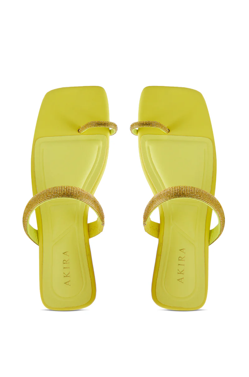 AKIRA LAVEDA YELLOW EMBELLISHED FLAT SANDAL - Image 3