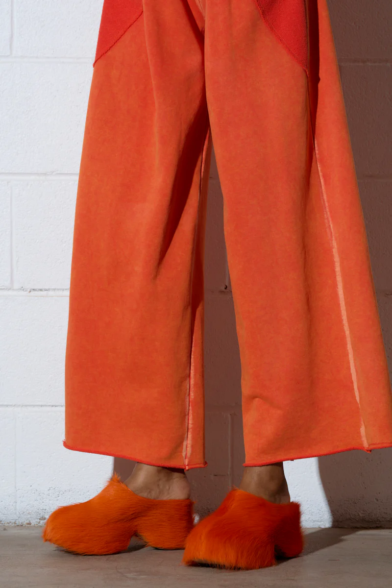 AZALEA WANG LEESHA ORANGE PONY HAIR CLOG - Image 2