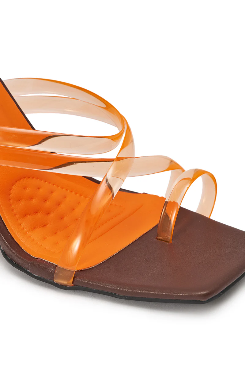 AZALEA WANG LEMUEL BROWN AND ORANGE WEDGE SANDAL - Image 7
