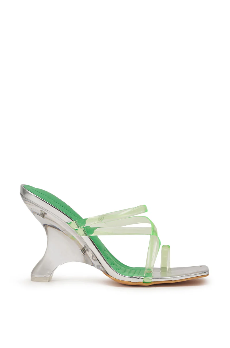 AZALEA WANG LEMUEL GREEN AND SILVER WEDGE SANDAL - Image 3