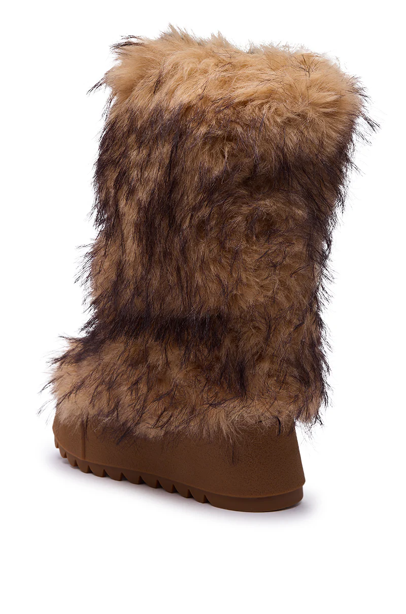 AZALEA WANG LEOPOLD BROWN MULTI FLAT FUR BOOT - Image 6