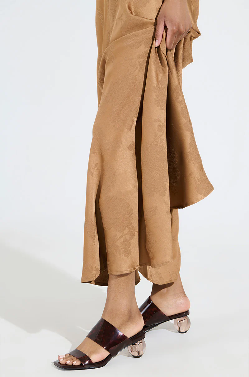 AZALEA WANG LIRIO BROWN BALL HEEL SANDAL