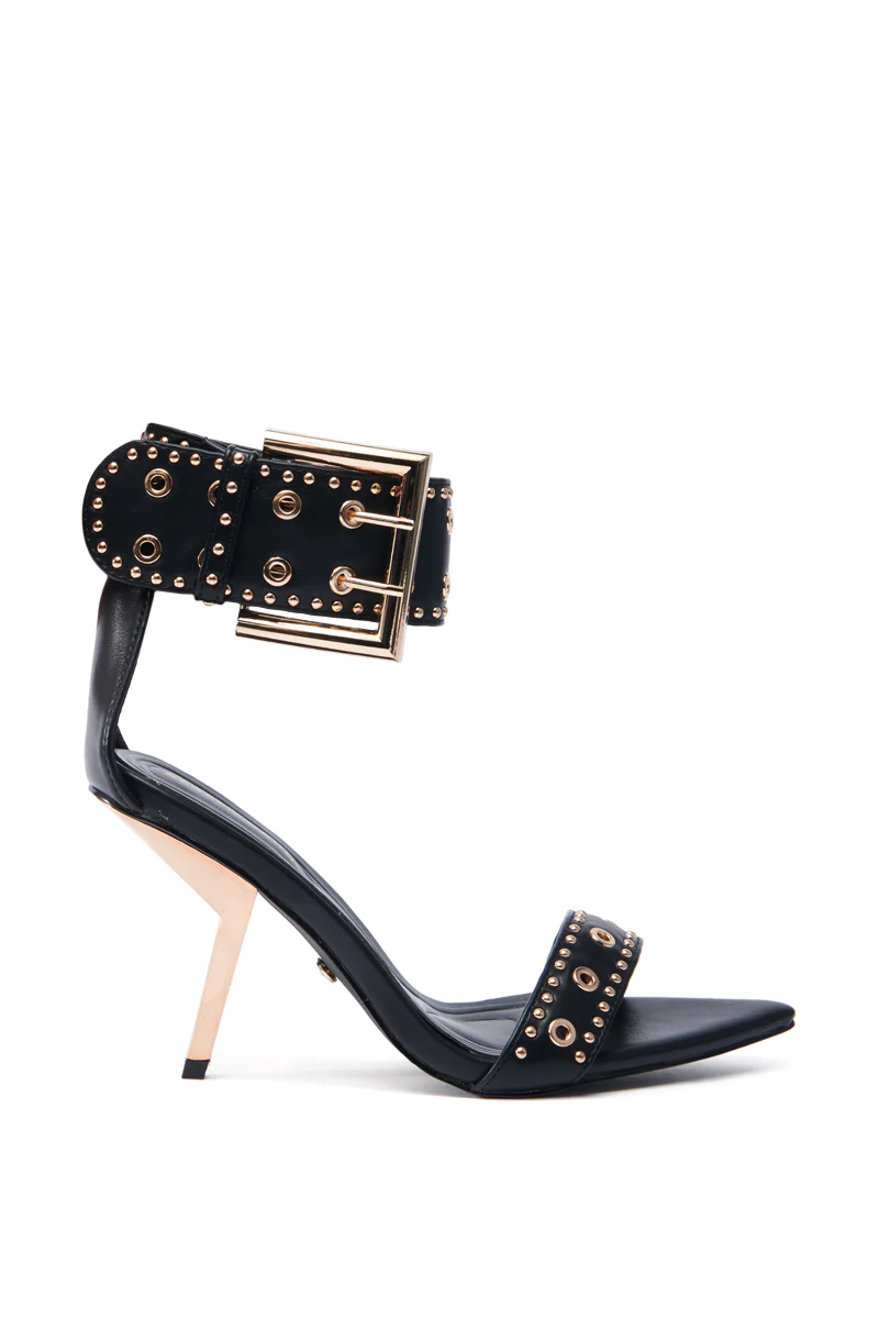 AZALEA WANG LOBELIA BLACK HARDWARE EMBELLISHED STILETTO SANDAL - Image 4