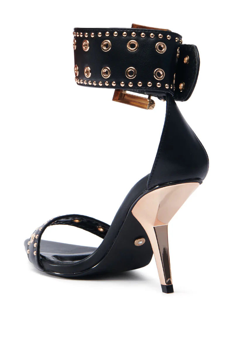 AZALEA WANG LOBELIA BLACK HARDWARE EMBELLISHED STILETTO SANDAL - Image 6