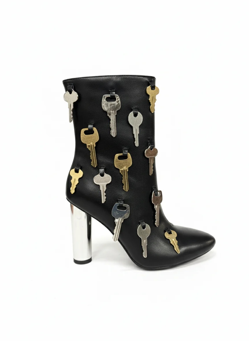AZALEA WANG LOCKLAN BLACK KEY EMBELLISHED CHUNKY BOOTIE - Image 5
