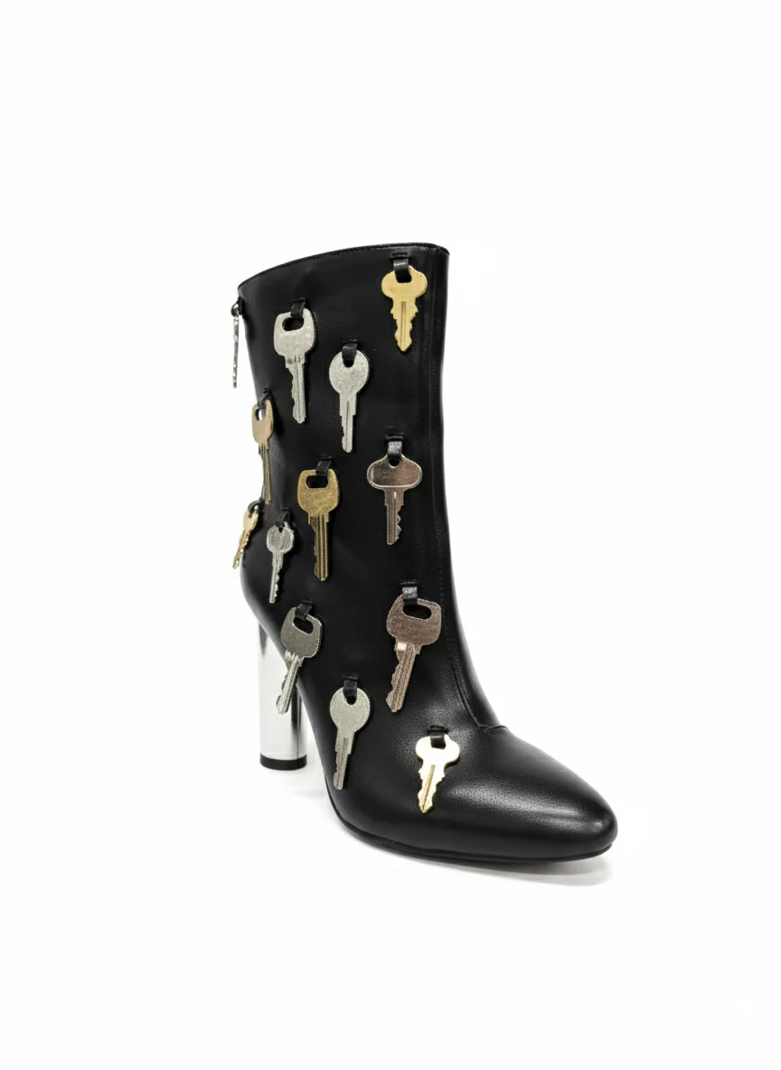 AZALEA WANG LOCKLAN BLACK KEY EMBELLISHED CHUNKY BOOTIE - Image 6