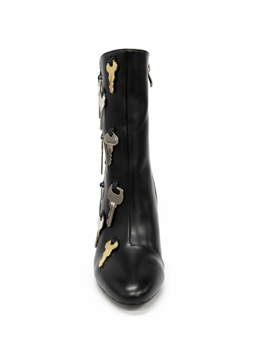 AZALEA WANG LOCKLAN BLACK KEY EMBELLISHED CHUNKY BOOTIE - Image 7