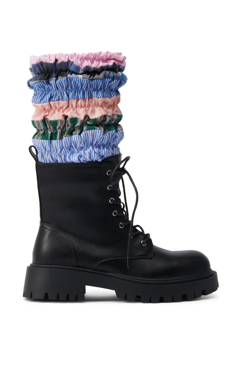 AZALEA WANG LUBNA BLACK FABRIC DETAIL BOOTIE - Image 4