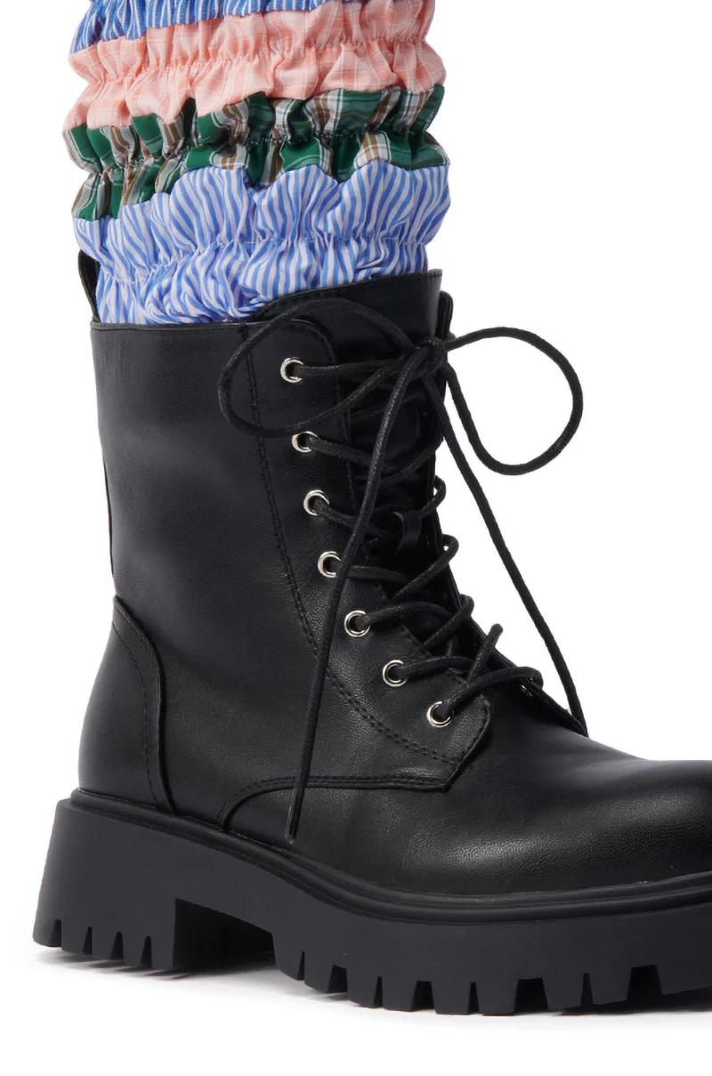 AZALEA WANG LUBNA BLACK FABRIC DETAIL BOOTIE - Image 7