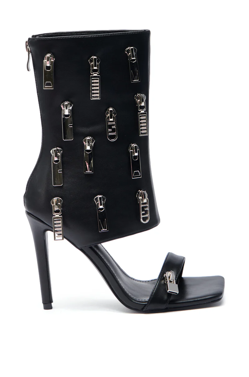 AZALEA WANG LUCAS BLACK ZIPPER DETAIL SANDAL BOOTIE - Image 3