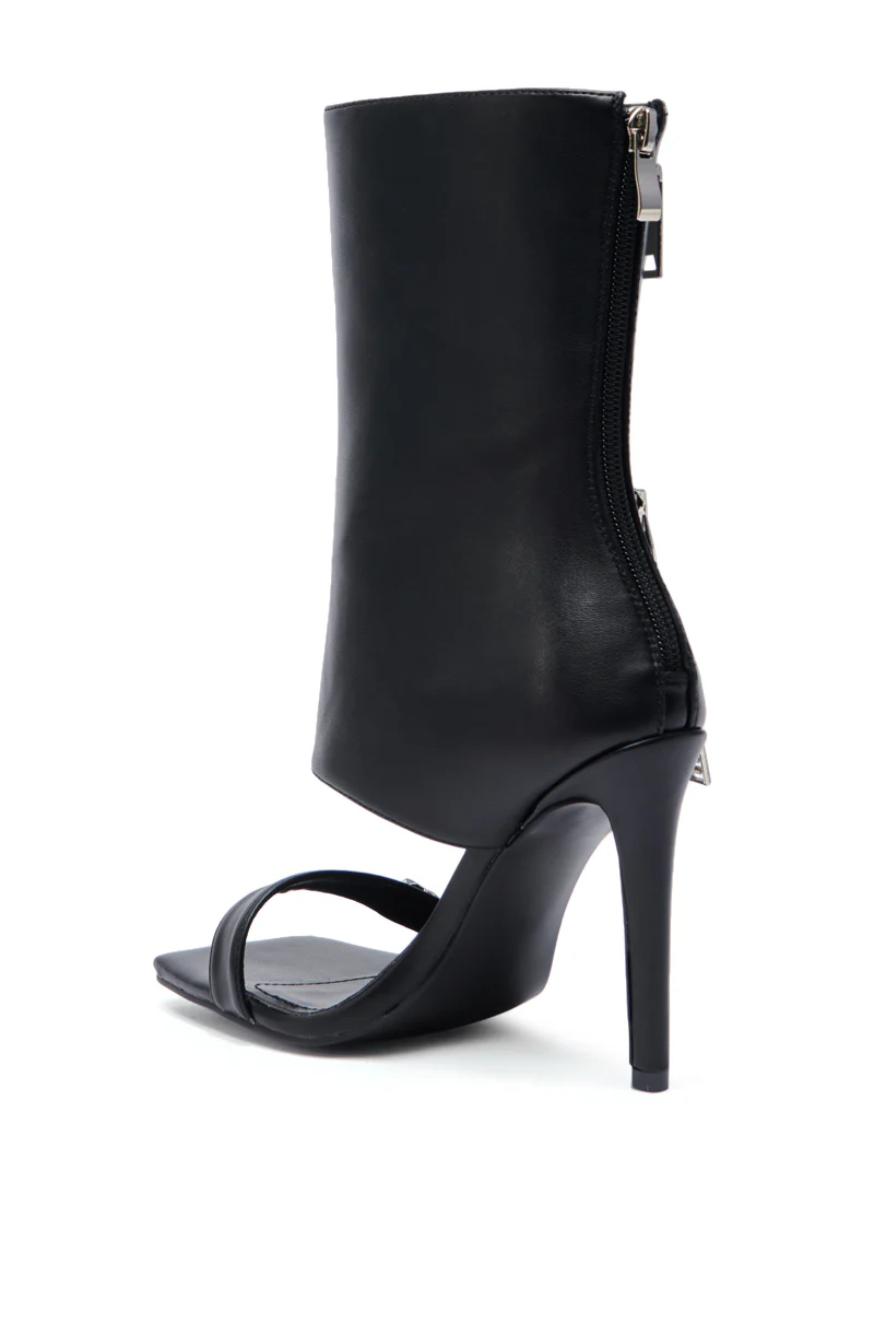 AZALEA WANG LUCAS BLACK ZIPPER DETAIL SANDAL BOOTIE - Image 5