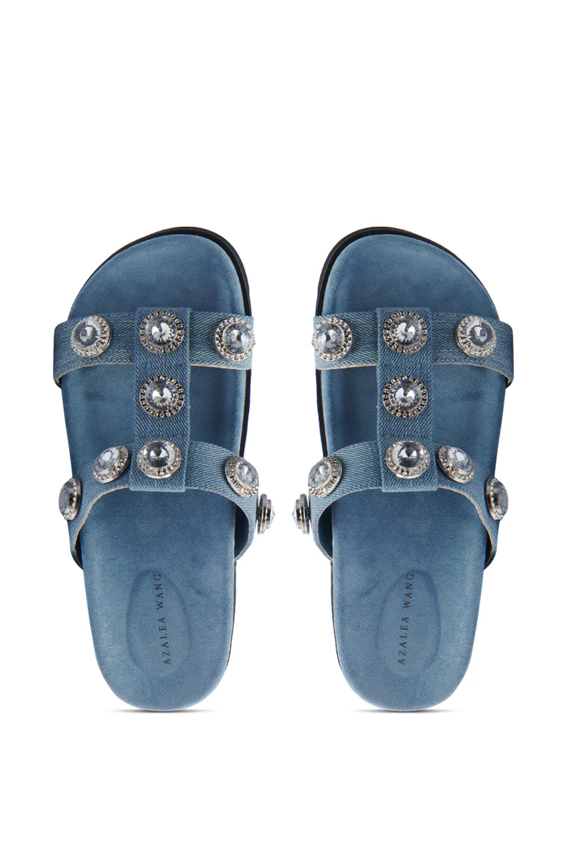 AZALEA WANG LUCINEA DENIM RHINESTONE SANDAL - Image 2