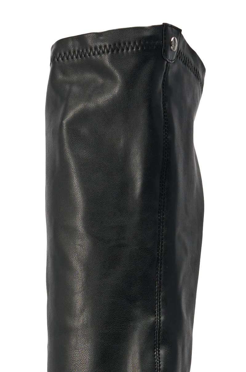 AZALEA WANG LUMI BLACK OVER THE KNEE OPEN TOE WEDGE BOOT - Image 7