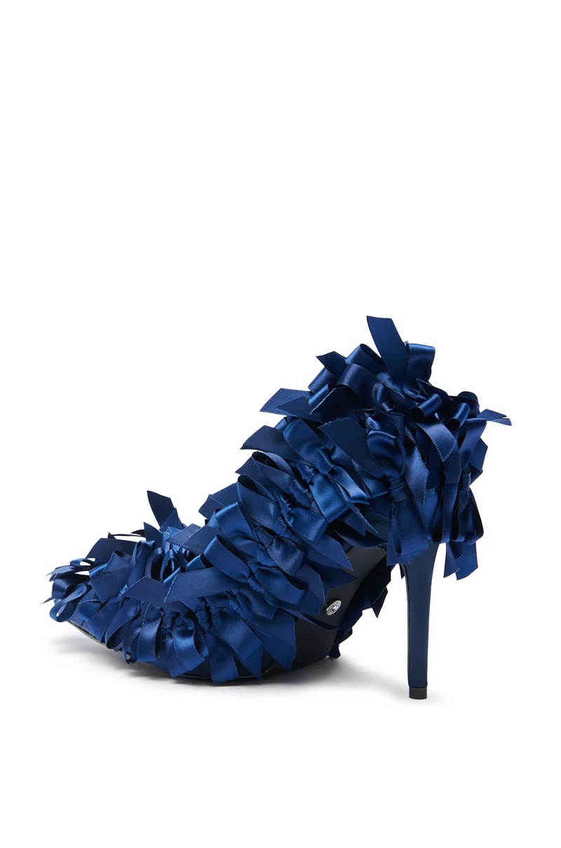 AZALEA WANG LYLIO NAVY BOW EMBELLISHED PUMP - Image 4