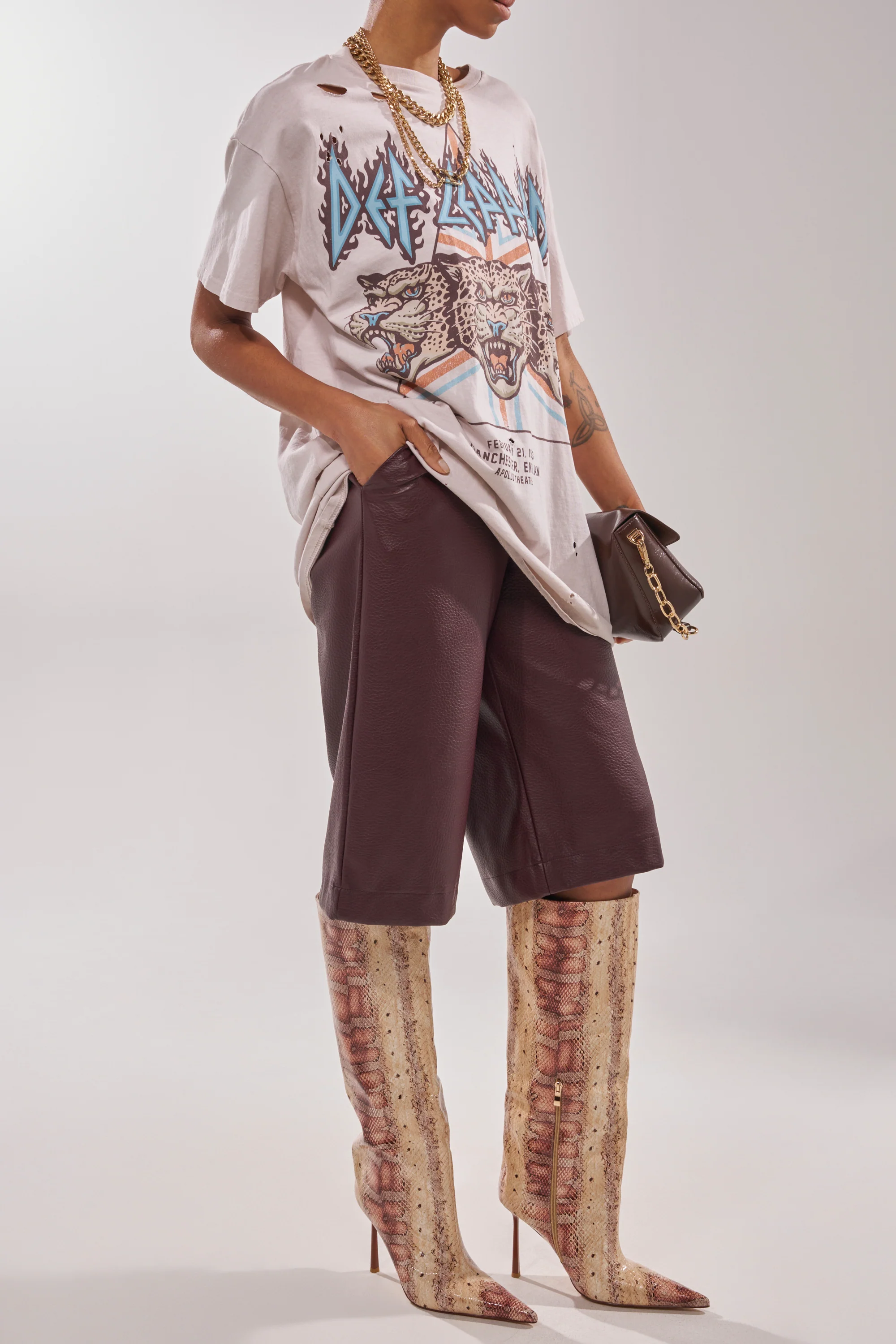 AZALEA WANG MADEYE NUDE SNAKE STILETTO BOOT - Image 2