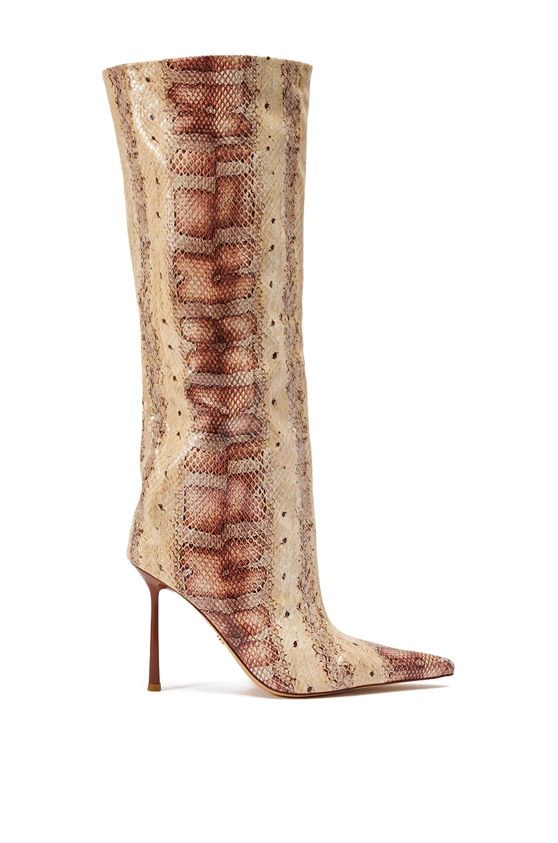 AZALEA WANG MADEYE NUDE SNAKE STILETTO BOOT - Image 5
