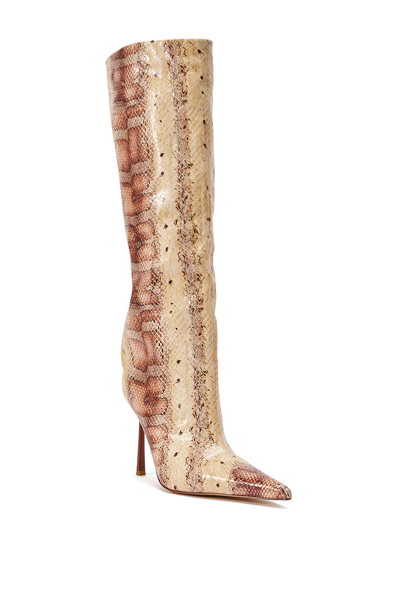 AZALEA WANG MADEYE NUDE SNAKE STILETTO BOOT - Image 6