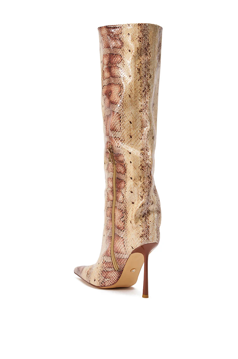 AZALEA WANG MADEYE NUDE SNAKE STILETTO BOOT - Image 7