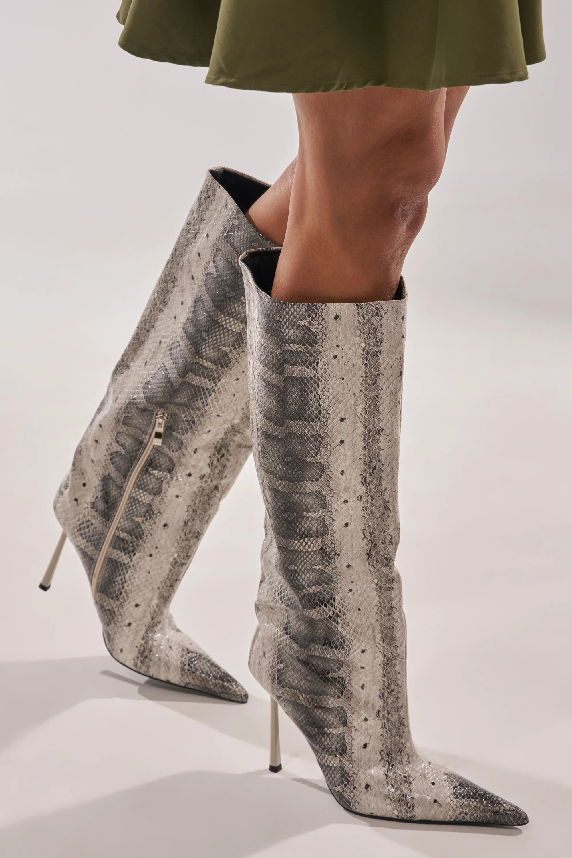AZALEA WANG MADEYE SNAKE STILETTO BOOT - Image 3